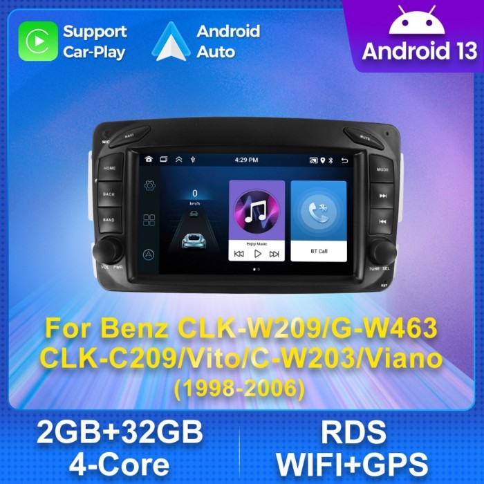 MEKEDE Android 13 Intelligent Vehicle System Car Radio for Mercedes Benz CLK W209 W203 W463 W168  C