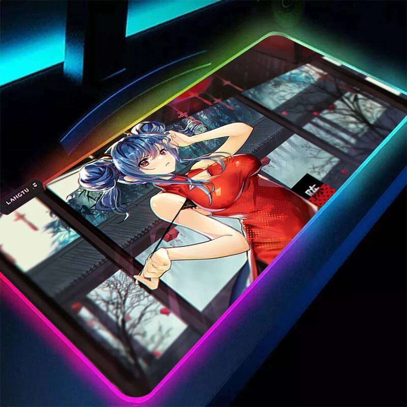 แผ่นรองเมาส์ LED Gamer Decoracion เดสก์ท็อปแผ่นรองเม้าส์ Arknights Chen Mousepad RGB PC อุปกรณ์เสริม
