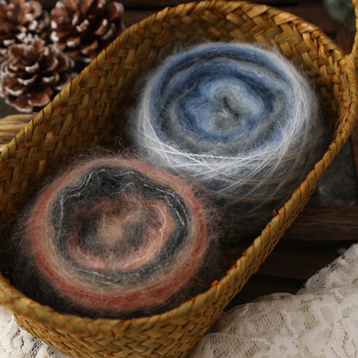 Kaleidoscope Gradient Mohair Yarn Hand-Knitted diy Stick เข็มโครเชต์ Yarn Ball
