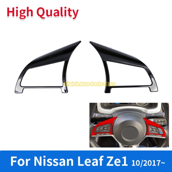 For NISSAN 2017 LEAF ZE1 CAR INTERIOR STEERING WHEEL PANEL Multi-function button Cover Chrome / Bla
