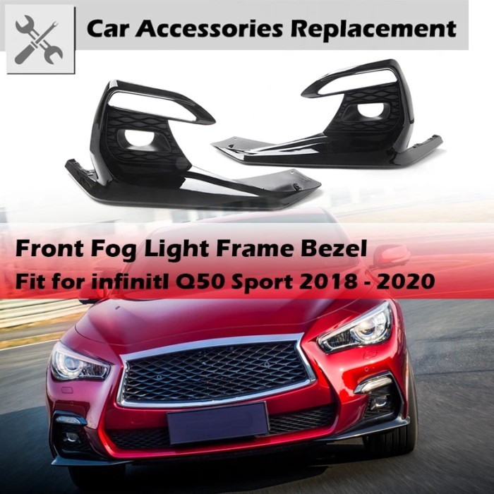 Rhyming 2pcs Front Fog Light Frame Bezel Cover Car Accessories 62256-6HJ0A Fit For Infiniti Q50 0S