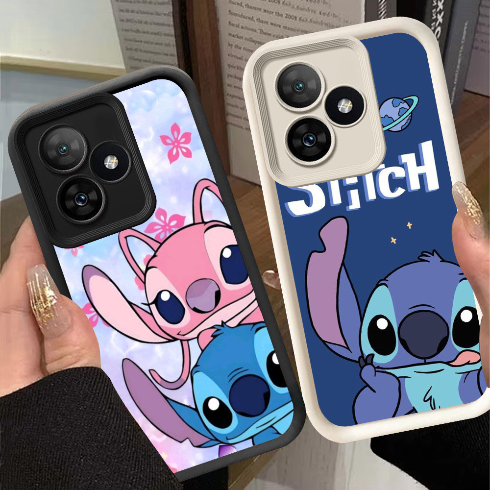 G-64 ปลอกตะเข็บน่ารักสําหรับ Realme C61 C51 C67 หมายเหตุ 60 50 C53 C55 สีดําและสีขาว