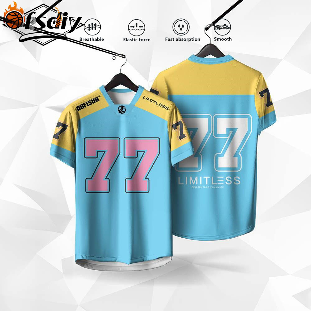 Free Custom Name & NumberCampus Football Team Jersey No. 77 เจอร์ซีย์แฟชั่นกีฬา ไม่จํากัดเพศ บาสเกตบ
