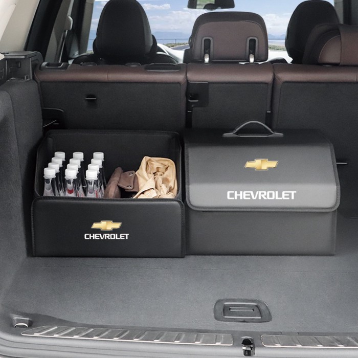 Car Trunk Camping Box Foldable Leather Storage Box Travel For Chevrolet Cruze Bolt Spark Tahoe Z71