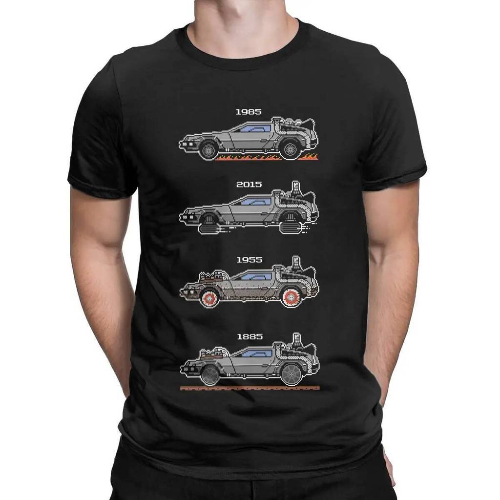 เสื้อยืดผู้ชาย Back To The Future 88 MPH Delorean และ Flux Capacitor เสื้อยืดผ้าคอตตอน ดีไซน์วินเทจ 