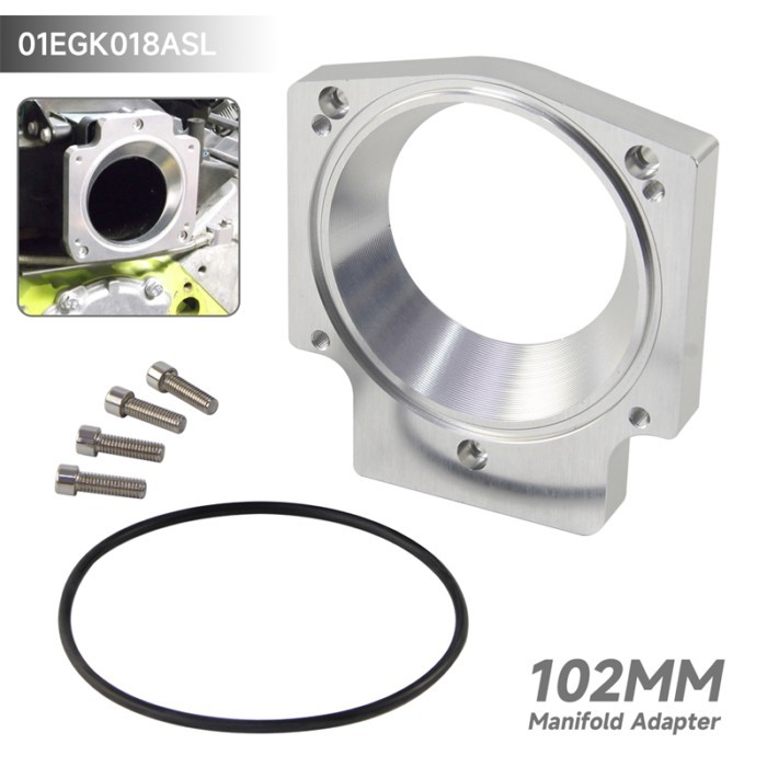 102MM Manifold Adapter Plate Throttle Body For Chevy GM Gen III LS LSX V8 Engine 4-Bolt Cable CNC A