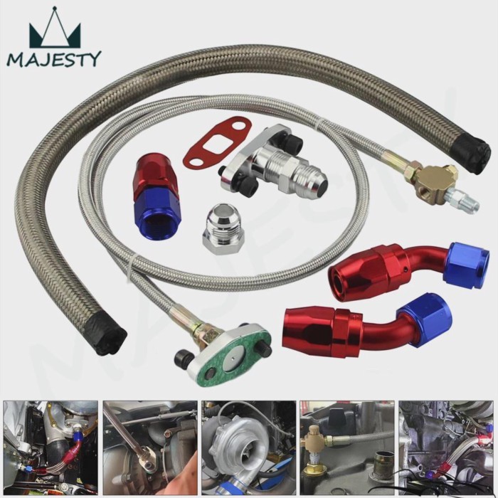 Oil Drain Line Kit T3 T4 T3/T4 T70 T66 TO4E Turbo Oil Feed Line Oil Return Line