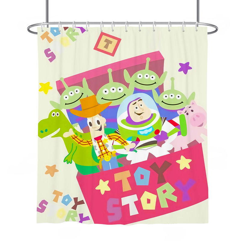 12 สไตล์ American Minimalist Toy Story ผ้าม่านพาร์ทิชันผ้าโพลีเอสเตอร์หนาพิเศษกันน้ําโรคราน้ําค้างผ้าม่านห้องน้ําผ้าม่านอาบน้ํา Hook