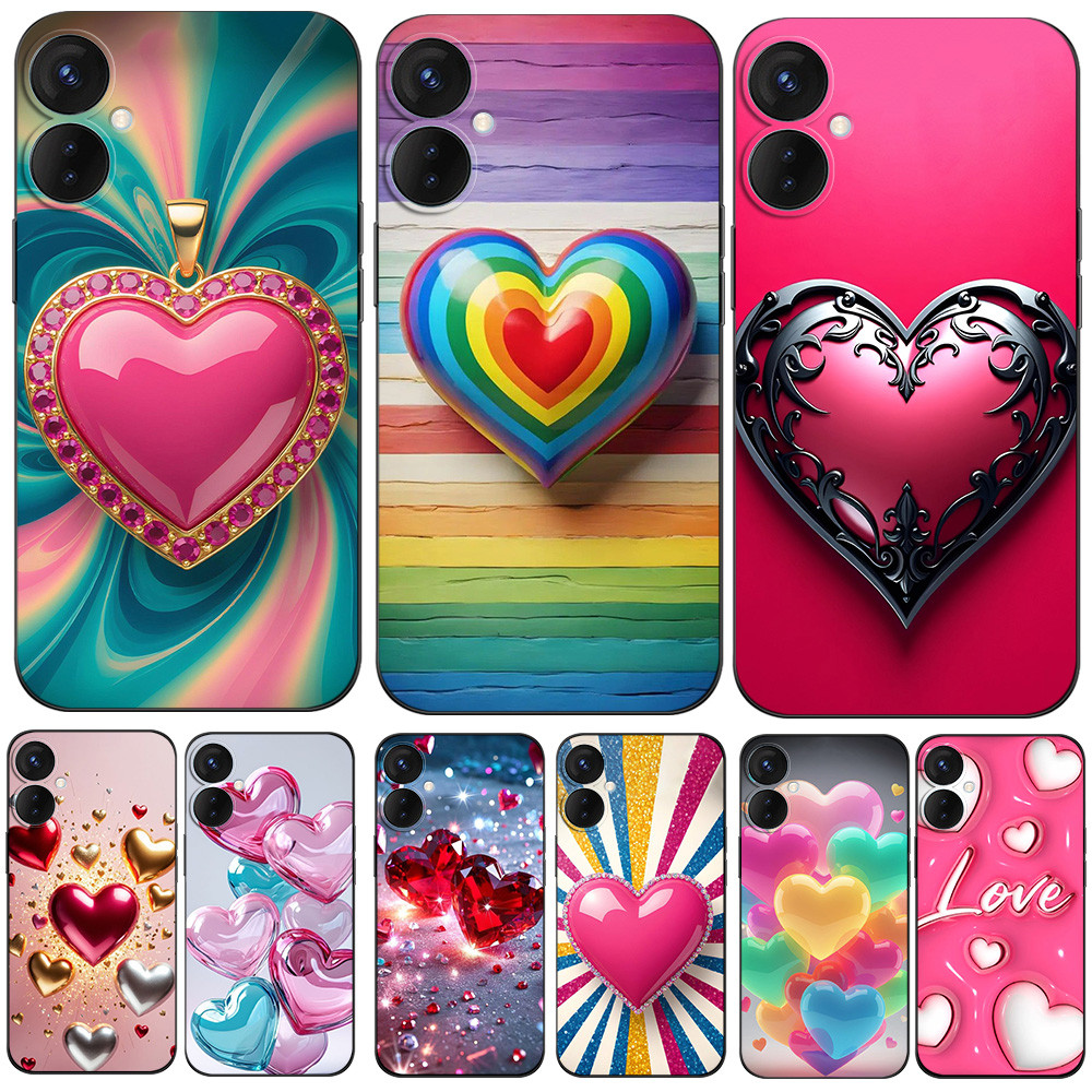 เคสสําหรับ TECNO SPARK 9 PRO Silicon Phone Back Cover เคส tpu สีดํา 3D heart beauty