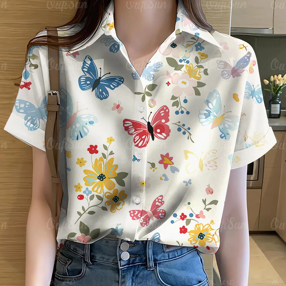 เสื้อเชิ้ตพิมพ์ลายดอกไม้สงกรานต์ แขนสั้นผ้าแห้งเร็ว thumbnail 8