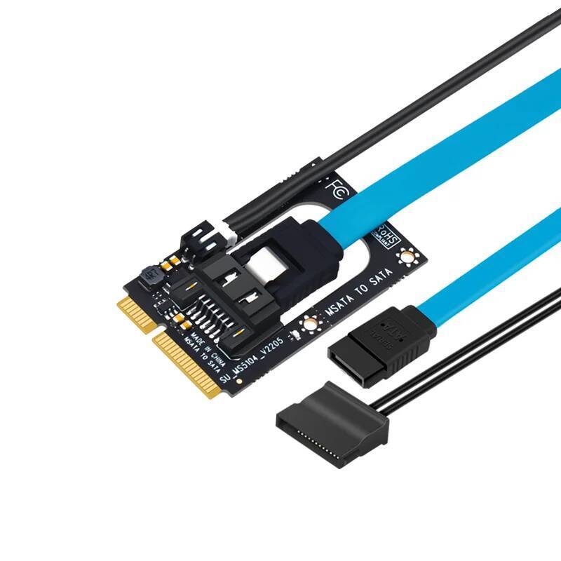Mini SATA to SATA Converter 7pin SATA3.0 Extension 5V สายไฟ mSATA to SATA Riser Board อะแดปเตอร์สําห