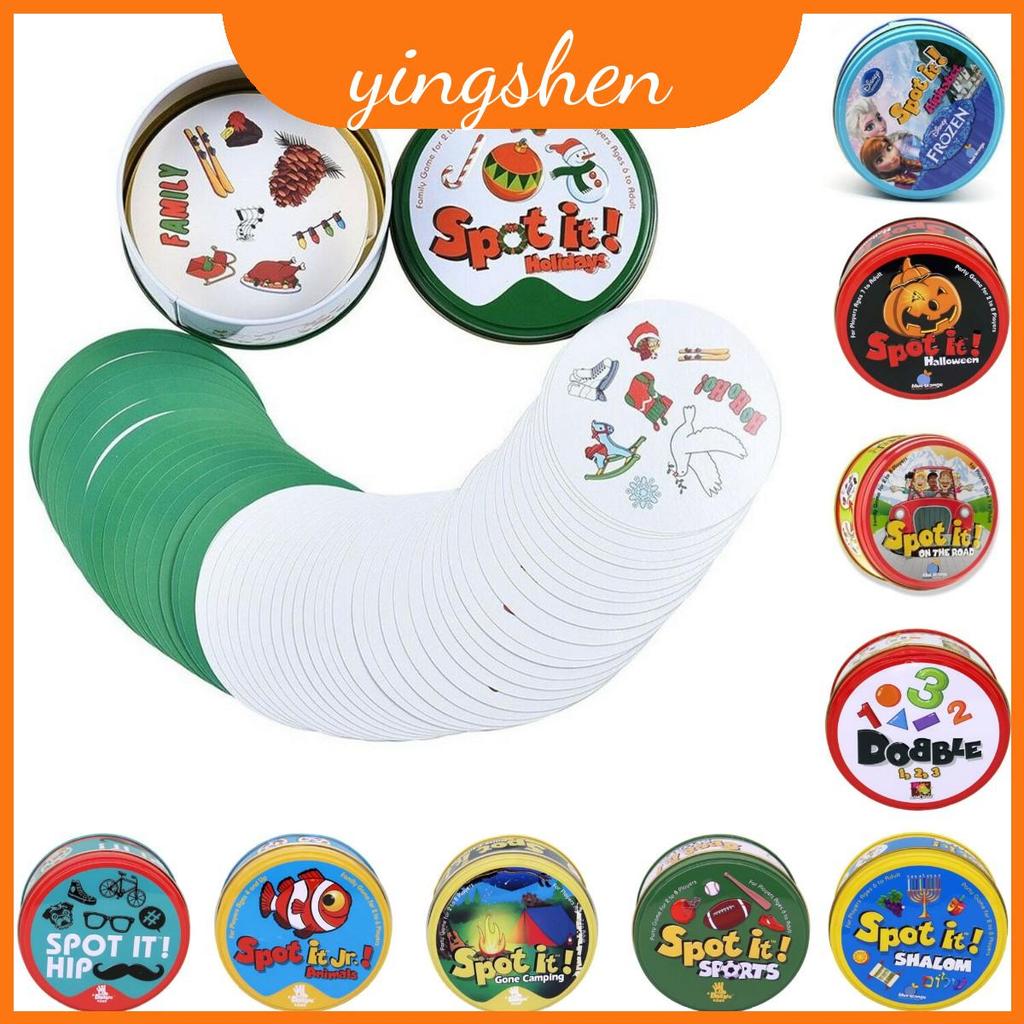 การ์ดเกม Dobble น่าตื่นเต้น Spot It สําหรับทักษะการหลอกลวงแสนสนุกและการมองเห็นที่รวดเร็ว
