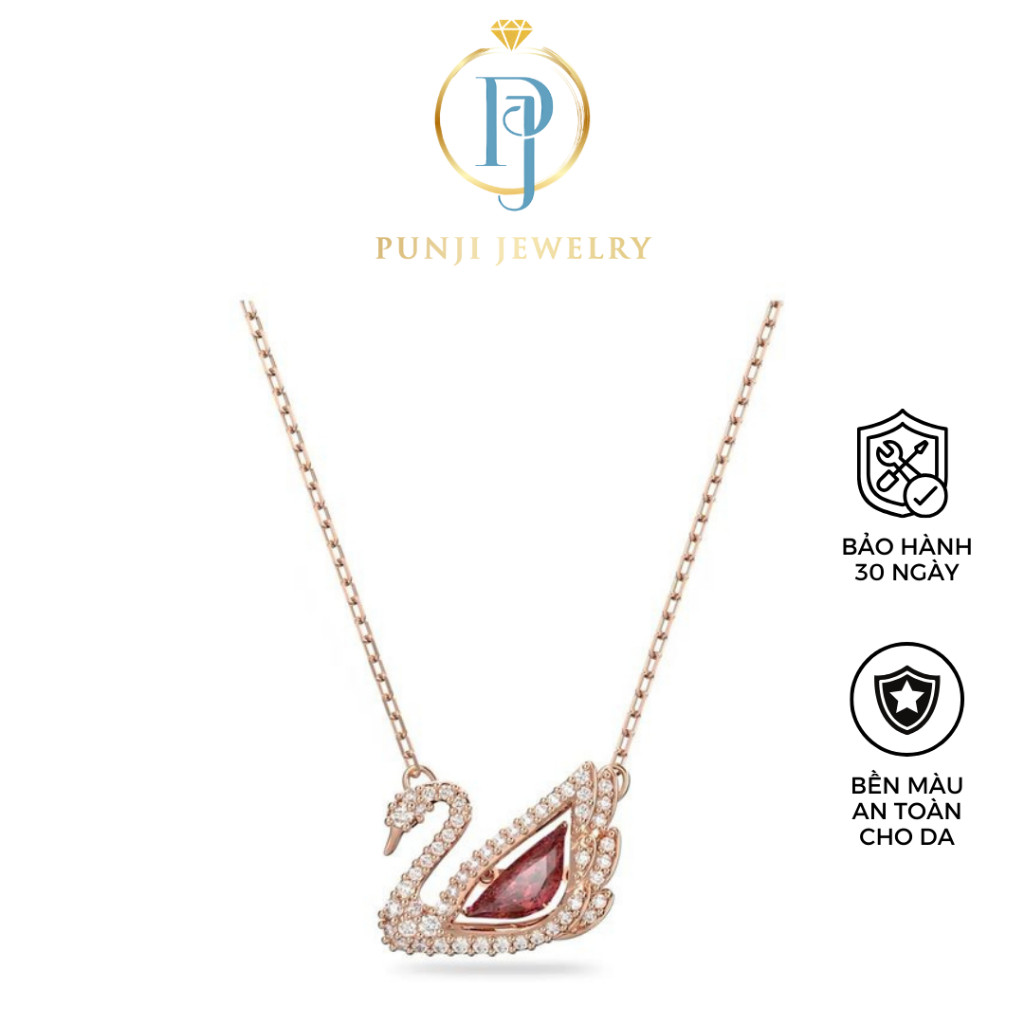 ♞,♘สร้อยคอ Swarovski Dancing Swan Red (โรสโกลด์) สินค้าคุณภาพสูง