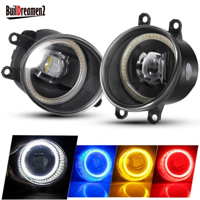 2 X Car LED Angel Eye Fog Light Assembly Lens Fog Daytime Lamp DRL For Toyota 4Runner 4 Runner RAV4