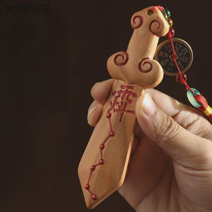 Peach wood sword pendant Children's bedroom accessories living room home decoration Feng Shui Acces