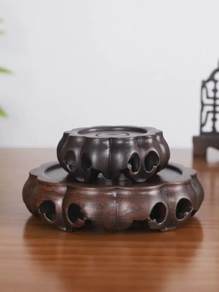 Solid Wood Circular Small Base Vase, Flower Pot, strange Stone Tea Pot, Handicraft, Pallet, Wood Ca