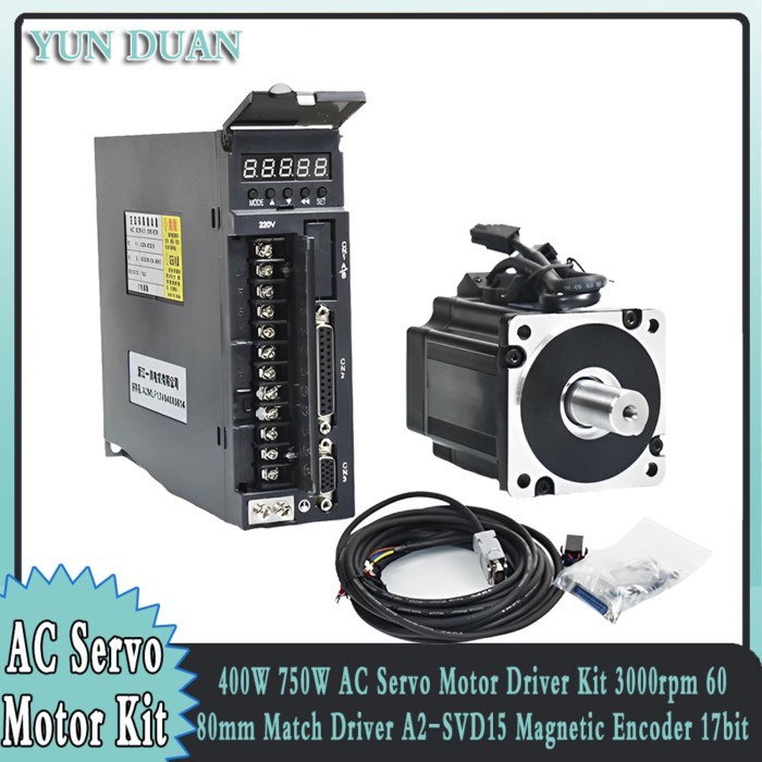 400W/600W/750W/1KW AC Servo Motor Driver Kit 60 80mm Flange Match Driver Magnetic Encoder 17bit + 3