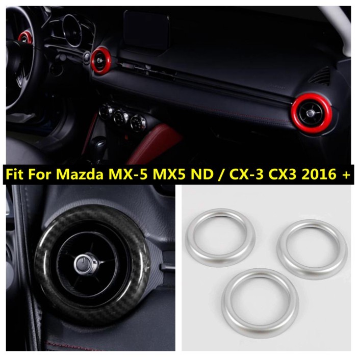 Car Dashboard Air Conditioner Outlet AC Vents Decor Ring Cover Trim For Mazda MX-5 MX5 ND / CX-3 CX