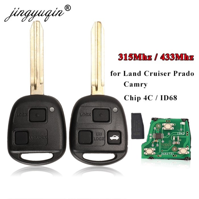 jingyuqin Remote Car Key with 4D67/4D68/4C Chip for Toyota Camry Land Cruser 120 Prado 2/3 Buttons
