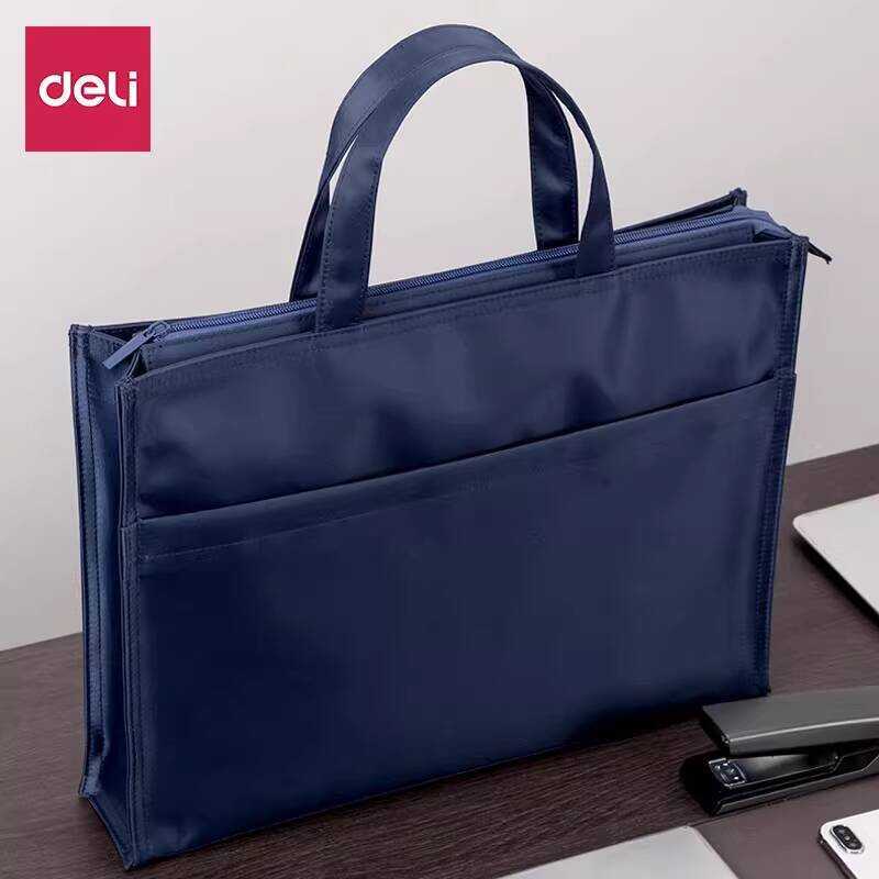 Deli Briefcase Canvas Tote Bag File Bag Tote Zipper Bag File Bag Waterproof Tote Bag Men Women