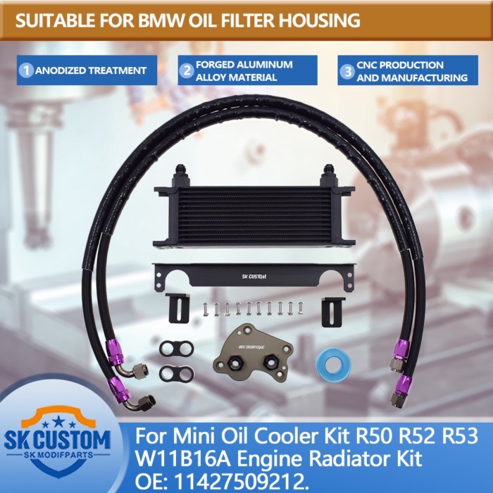SK CUSTOM For Mini oil cooler kit R50 R52 R53 1.6T JCW GP Cooper S John Cooper Works W11B16A engine