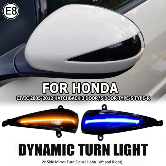 2X Dynamic Blinker LED Turn Signal Light Indicator Side Mirror Lamp For Honda Civic 8th MK8 Type-S