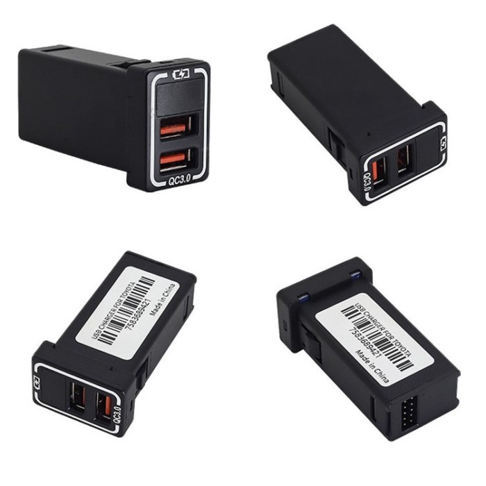 USB Charger Car Interface Socket Double Connector Double QC3.0 Voltage Display For TOYOTA RAV4 9-18