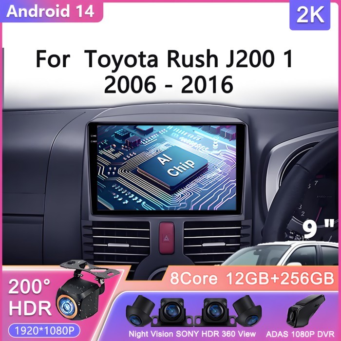 Android 14 For Toyota Rush J200 1 2006 - 2016 Carplay AutoCar Radio Multimedia Video Player Navigat
