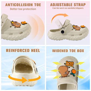 [BANGKOK SHIPPING] รองเท้าแตะกันลื่น EVA ลายพิมพ์แคปิบาราน่ารัก คุณภาพสูง DIY Crocs สำหรับเด็ก3-8 ปี