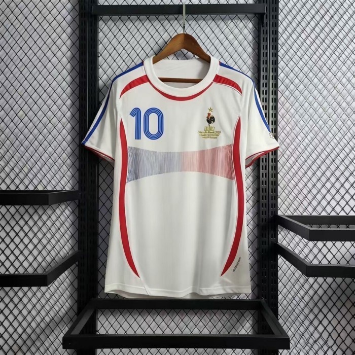 2006 World Cup France Team Home And Away No. 10 Zidane Retro Football Top Mens Quick-Drying Breathab