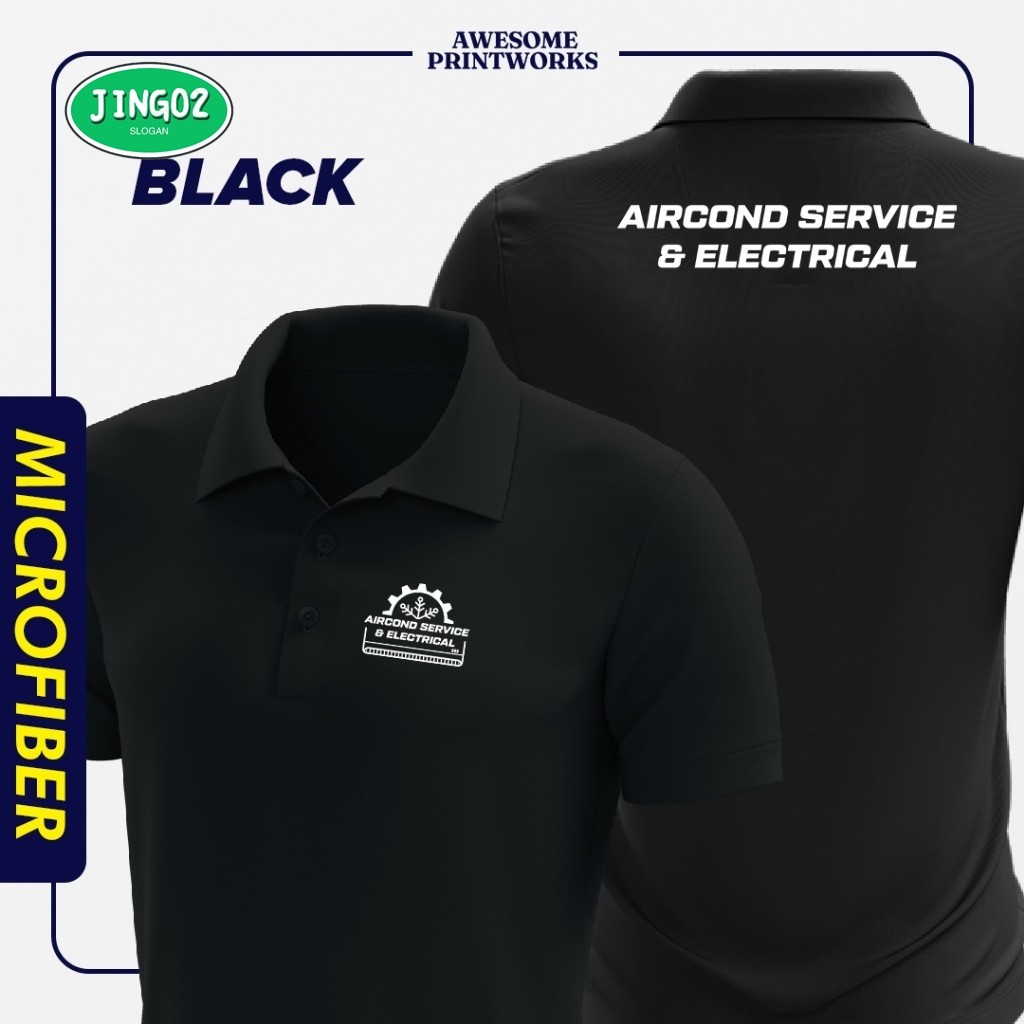 (JING02 ) บริการเชื่อมต่ออากาศและชุดไฟฟ้าไมโครไฟเบอร์ AC02 เสื้อโปโลเสื้อยืดคอปก