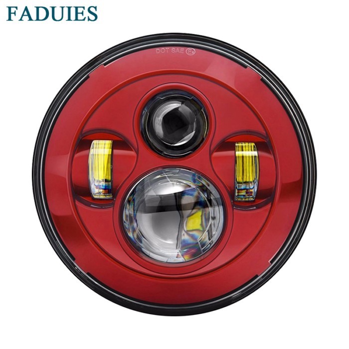 1pcs Red 7 inch 40W Headlight Motorcycle led headlamp 7'' Motorcycle red Projector  LED Light Bulb