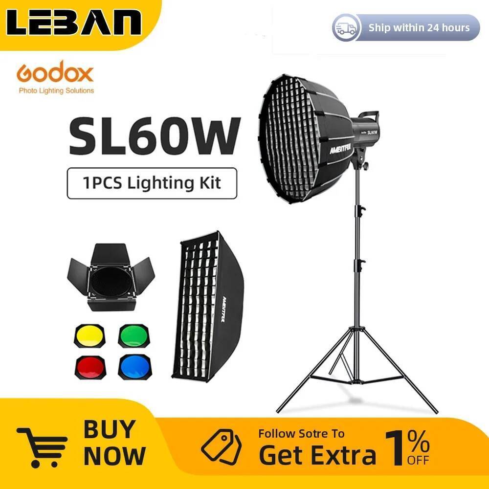 Godox LED Video Light SL-60W SL60W 5600K รุ่นสีขาววิดีโอแสงต่อเนื่อง Bowens Mount สําหรับสตูดิโอบันท