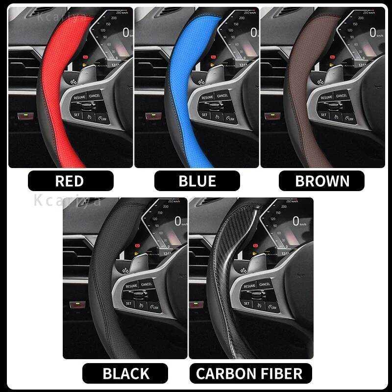 ▥ Car Leather Steering-Wheels Cover 37 38Cm 15" Non Slip For Audi A1 A2 A3 A4 A5 A6 A7 A8l Q2 Q