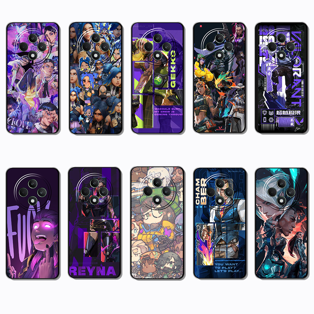 สําหรับ OPPO Reno 6 Lite 7z 8z 8T 12 11F 12F 12FS Valorant สีดํา edged TPU เคสโทรศัพท์ | แสดงความสวย