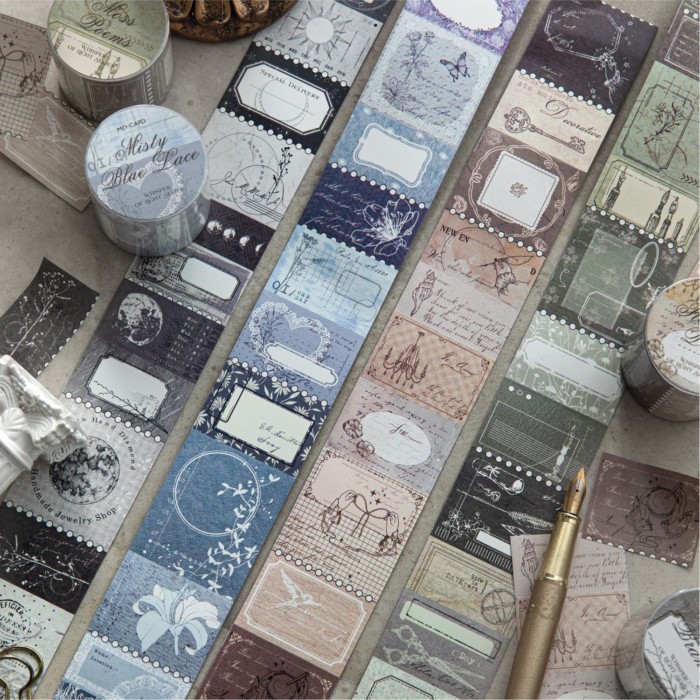 Momo White Kraft Paper Die-Cutting Tape Shimmer Light Narrative Series Handbook Material Retro Writa