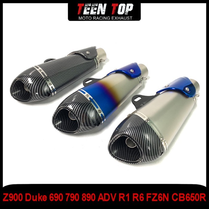 Universal 51mm Motorcycle Exhaust Pipe Muffler Silencer Z900 Duke 690 790 890 ADV Stainless Steel E