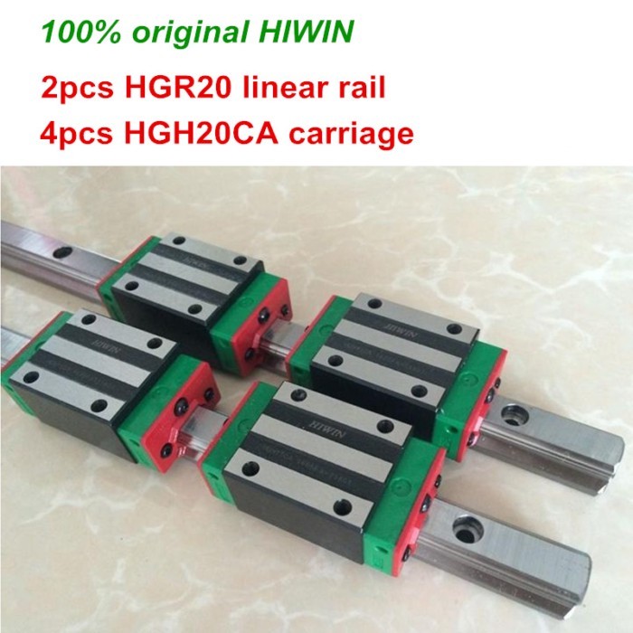 100% original HIWIN 2pcs HGR20 200mm - 1500mm Linear Guide rail + 4pcs HGH20CA / HGW20CA HIWIN Carr