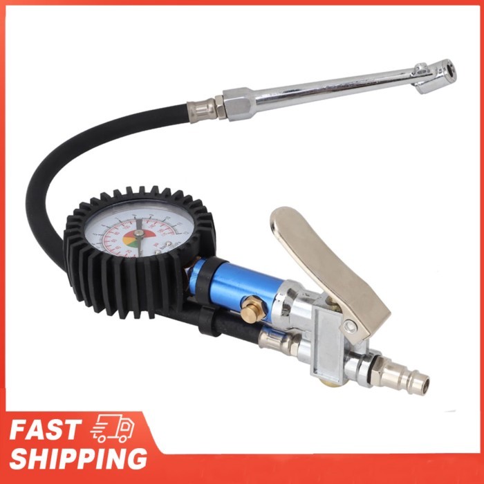 Inflator Gun Tire Inflator Gauge Pump Gun 12  Self clamping Tire Inflator with Air Pressure Gauge a