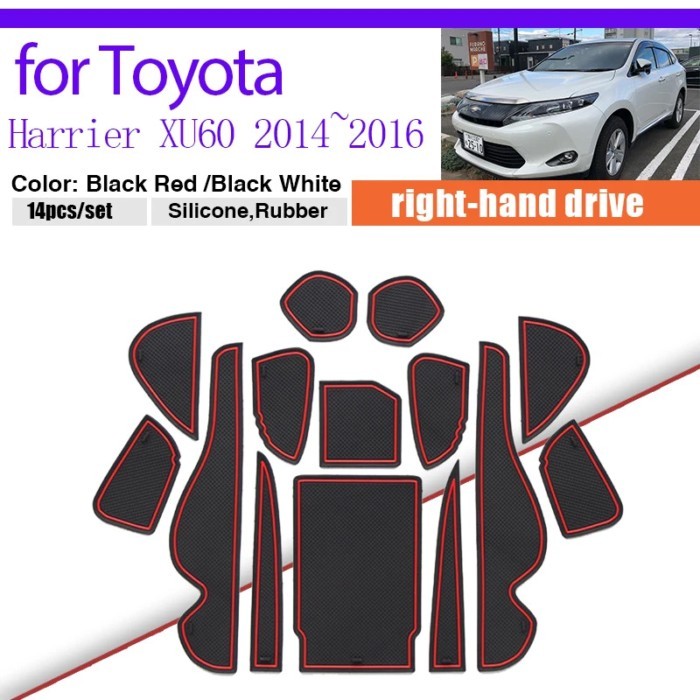 for Toyota Harrier 60 A Series XU60 2014 2015 2016 Rubber Anti-slip Mat Door Groove Cup Pad Phone C