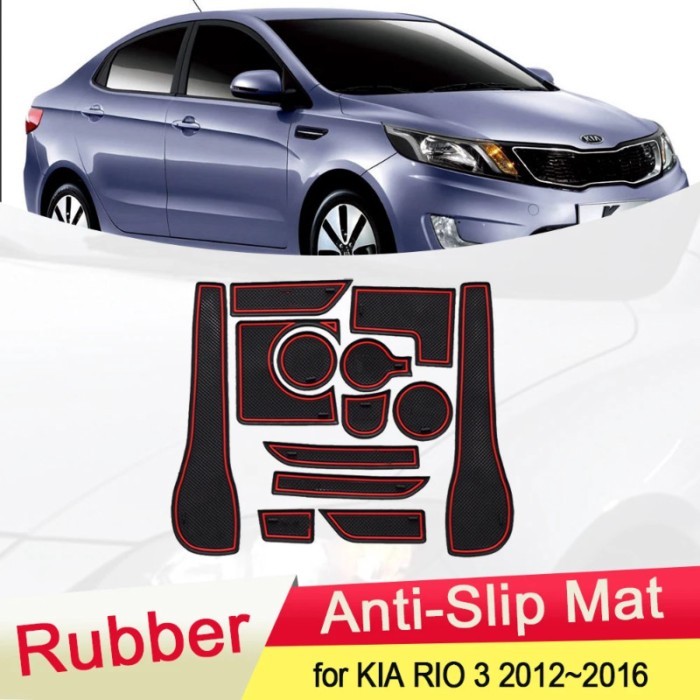 for KIA RIO 3 K2 QB 1.6L 2012~2016 2013 2014 Rubber Anti-slip Mat Door Groove Cup pad Gate slot Coa