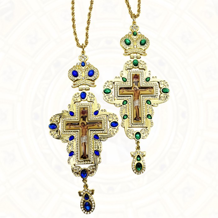 Pectoral Cross Orthodox Jesus Necklace Catholic Crucifix Pectoral Gold Pendants Cross Chain Religio