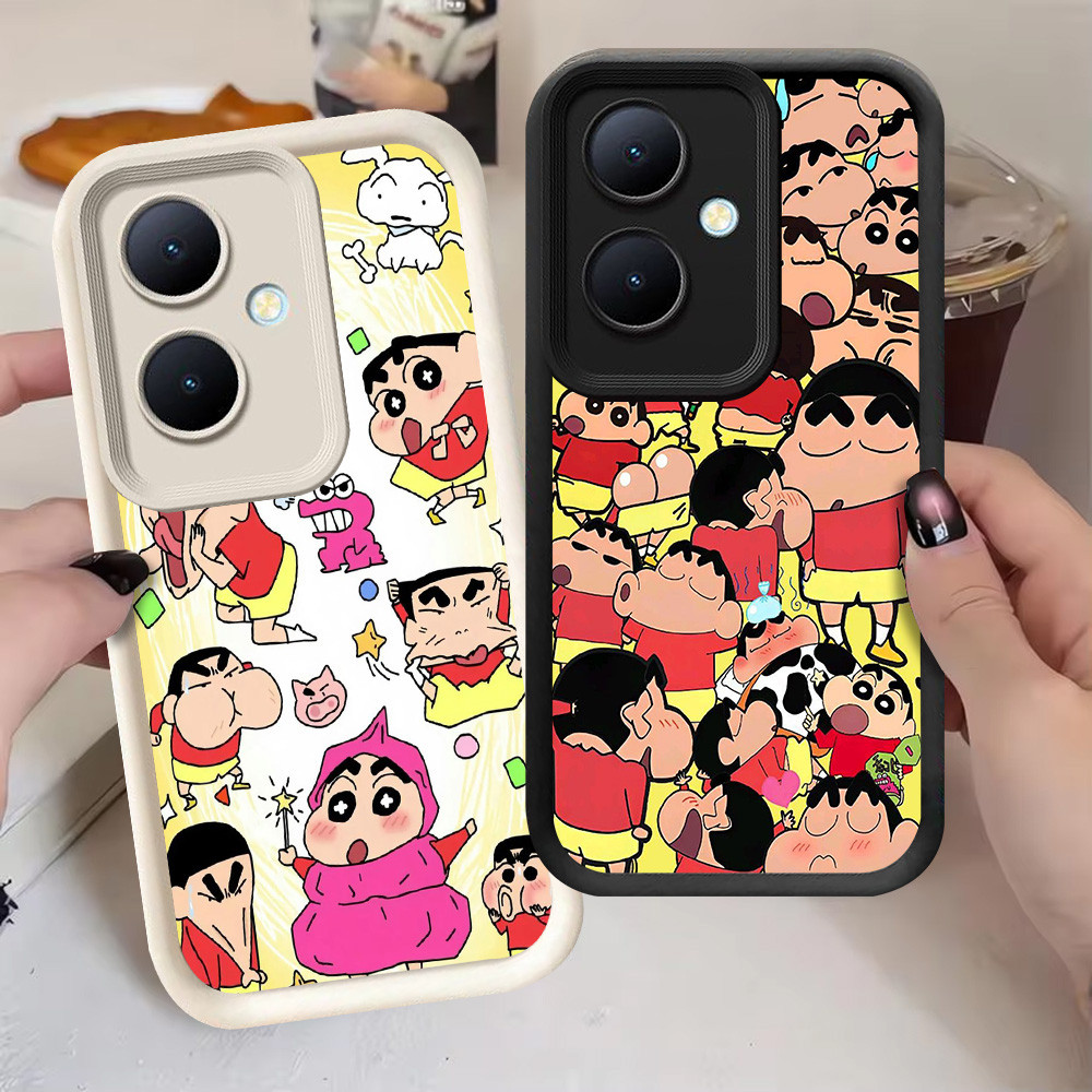 G-66 Crayon Shinchan Casing สําหรับ OPPO Reno 11F 11 8T Pro 5G สีดําและสีขาว