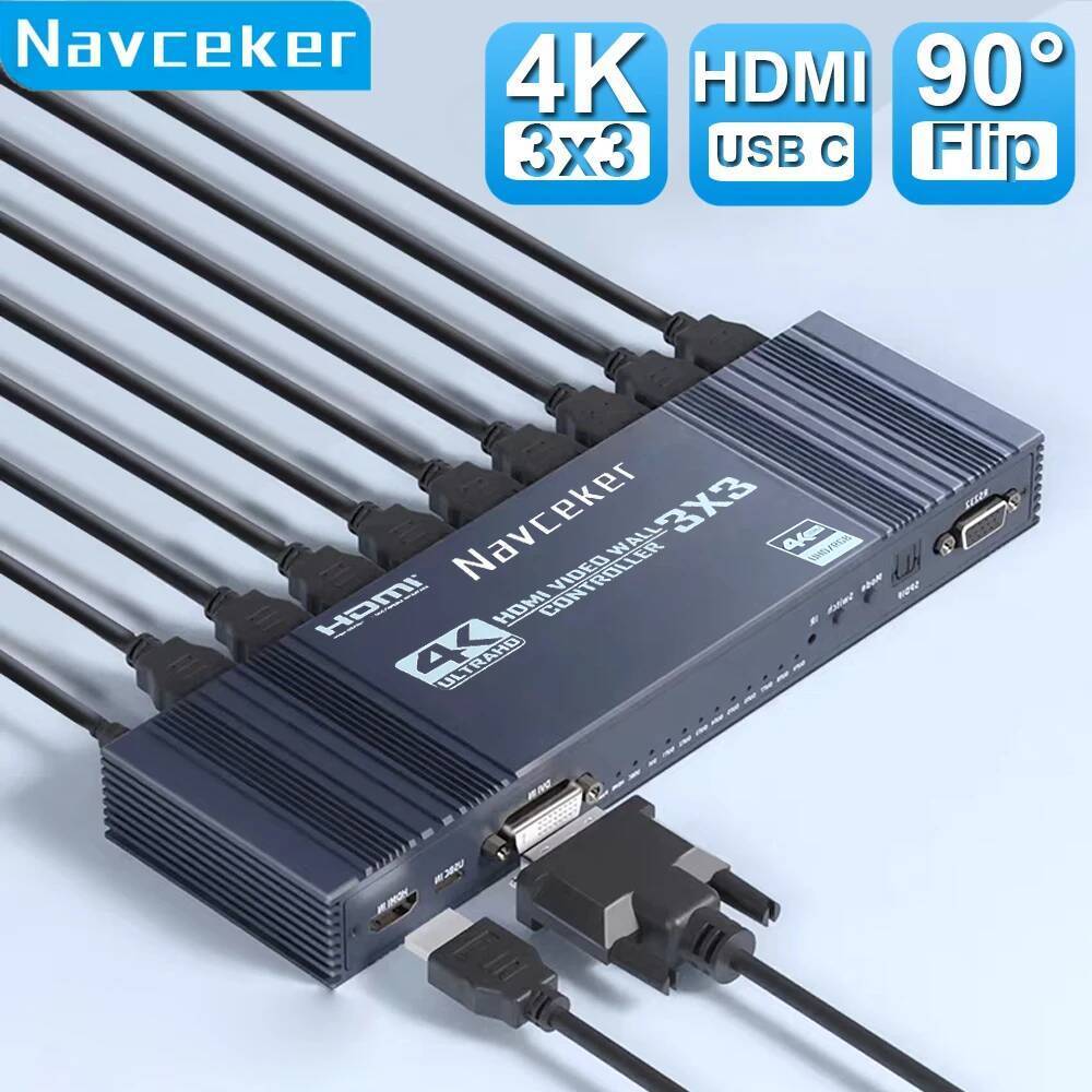 Navceker 4K HDMI Video Wall Controller 3X3/2X3/2X2 Video Wall Processor HDMI Multi Video Screen Proc