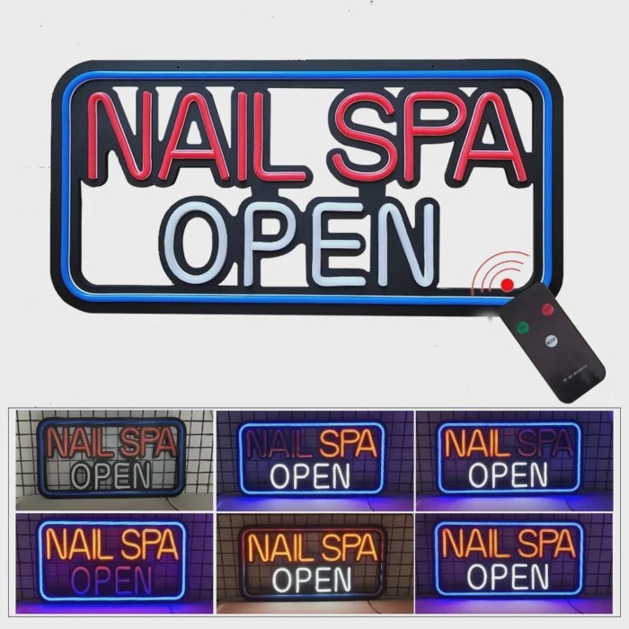LED Nail Salon Business Sign Spa Neon Signs  Blue Red Flashing 12V for Beauty Nail Salon