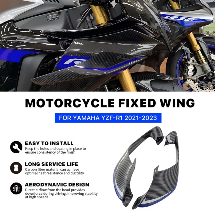 Suitable For Yamaha YZF-R1 YZFR1 YZF R1 2021-2024 ABS Motorcycle front fixed wing spoiler side wing