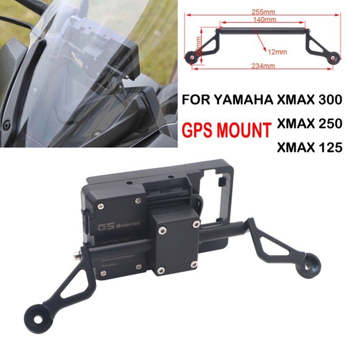 BLACK For Yamaha XMAX 300 XMAX300 X MAX 300 Motorcycle Front Phone Stand Holder Smartphone Phone GP