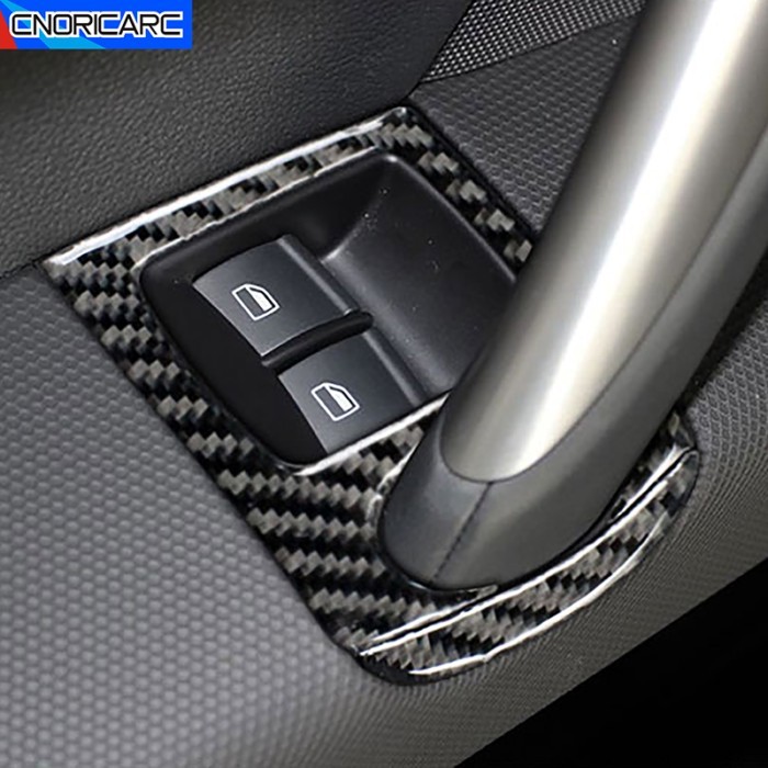 Carbon Fiber Door Window Lift Switch Button Panel Cover Trim For Audi TT 8N 8J MK123 TTRS 2008-2014