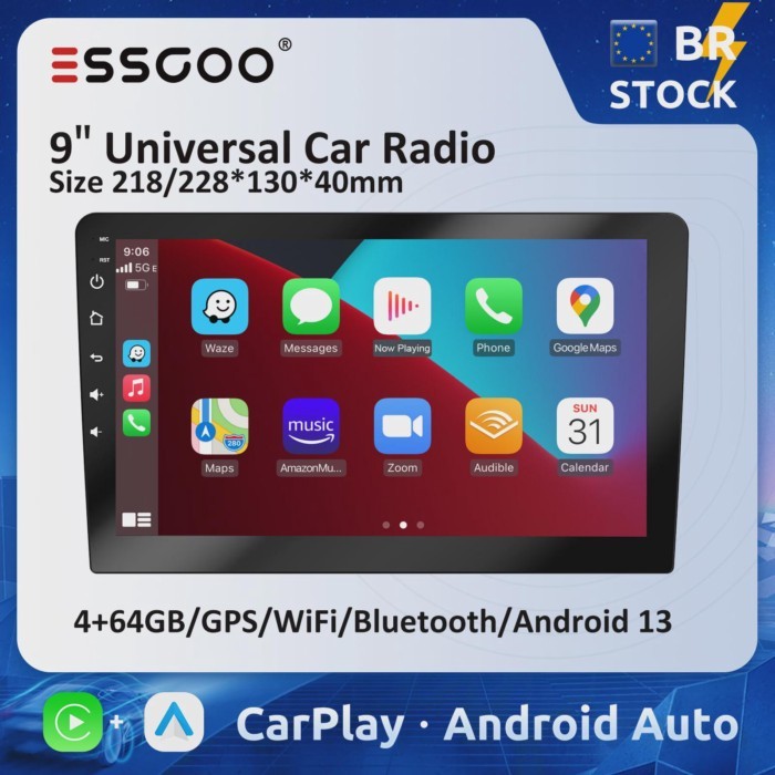 ESSGOO 9' Car Multimedia Player with Android Auto CarPlay Universal WiFi GPS Intelligent Car Stereo