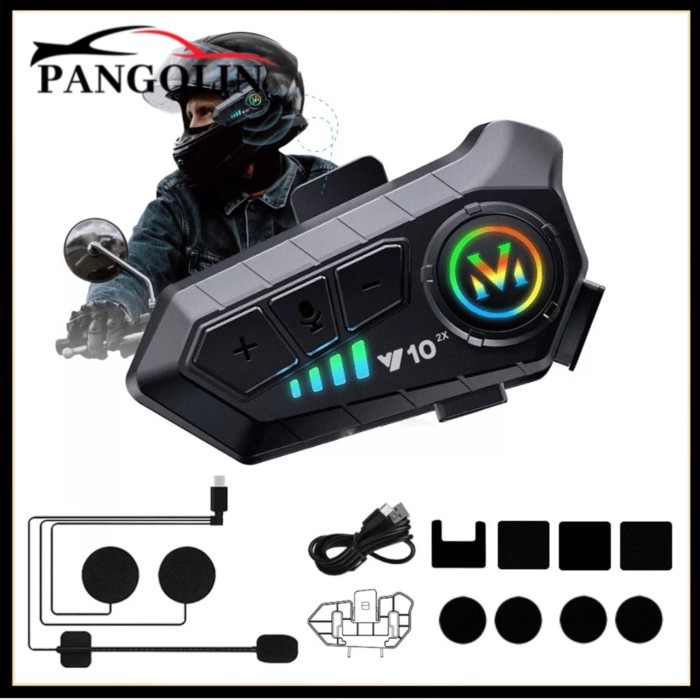 1pc Y10-2x Helmet Bluetooth Headset Helmet Bluetooth Wireless Headset For Motorcycle Electronics Na